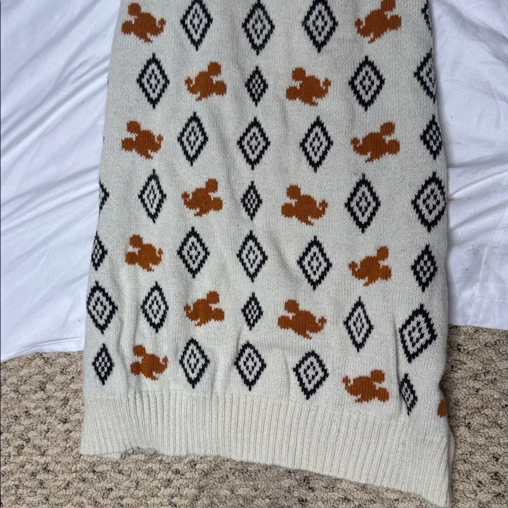 Disney Cream and Brown Chewy Mickey Mouse Southwest Pattern Cozy Sweater. Sz XXL